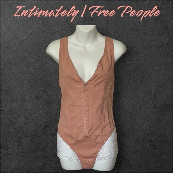 Intimately | Free People | Peach Corset Style Bodysuit - Picture 1 of 5